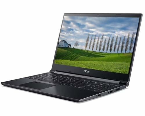 Acer laptop with landscape on screen