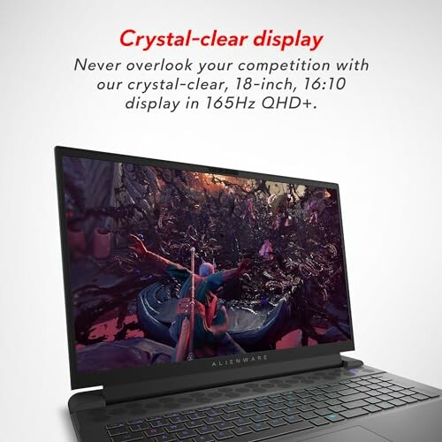 Alienware laptop with crystal-clear 165Hz QHD+ display.