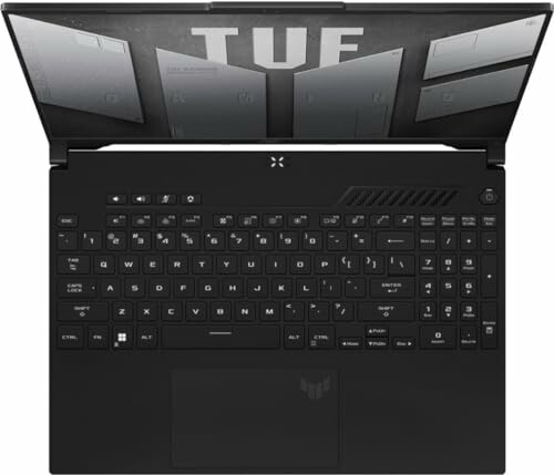 Top view of ASUS TUF gaming laptop keyboard and screen