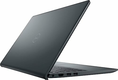 Side view of a Dell laptop with a sleek design.