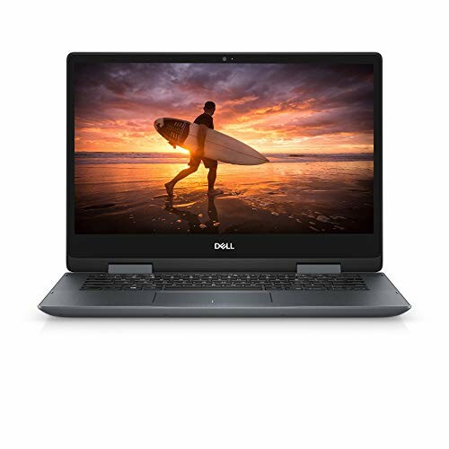 Dell laptop displaying a surfer at sunset on the screen