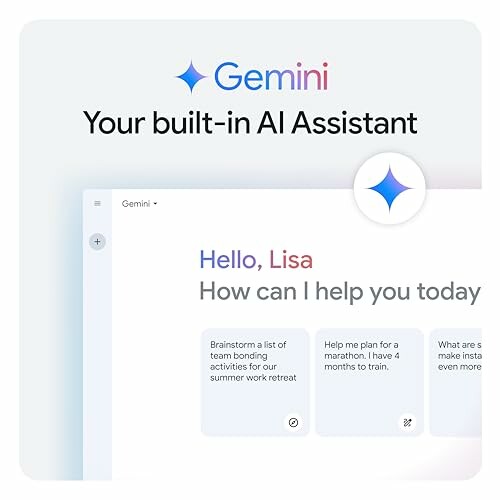 Gemini AI Assistant interface with text prompts.