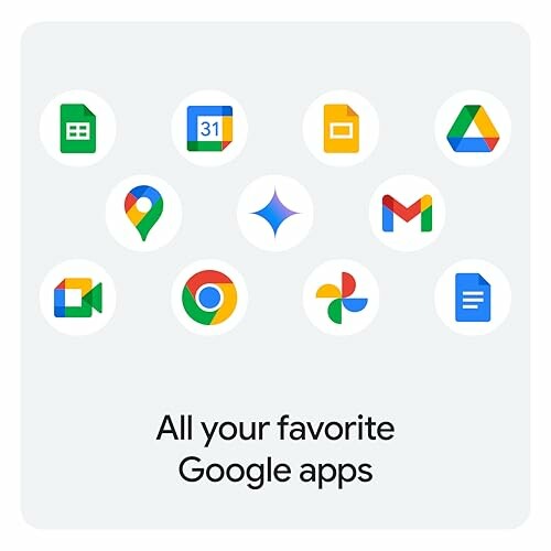 Icons of popular Google apps including Docs, Calendar, Slides, Drive, Maps, Meet, Chrome, Photos, Gmail, and Keep.