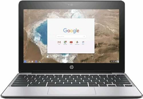 HP Chromebook displaying Google homepage