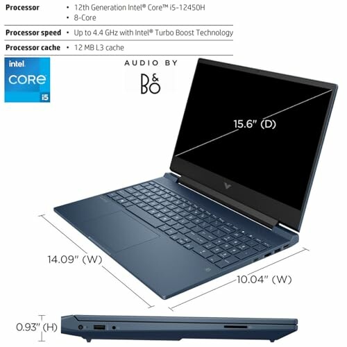 HP gaming laptop with Intel Core i5, 15.6-inch display, and B&O audio.