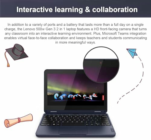 Lenovo 500w Gen 3 laptop with educational features and Microsoft Teams integration.