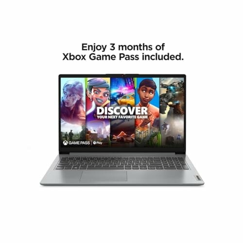 Laptop with Xbox Game Pass offer displayed on screen.