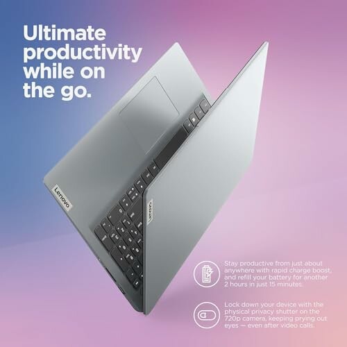 Lenovo laptop promoting ultimate productivity on the go.