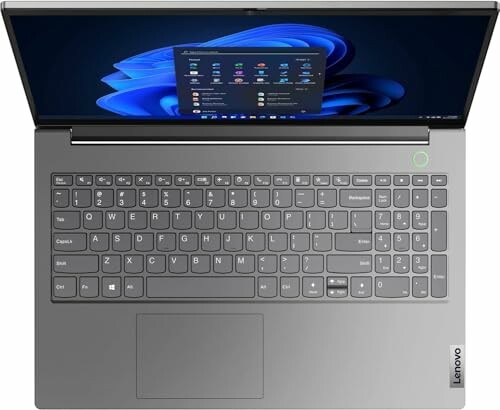 Top view of Lenovo laptop with Windows operating system