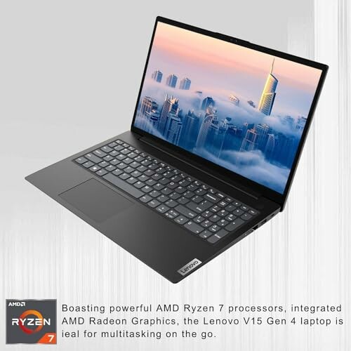 Lenovo V15 Gen 4 laptop with AMD Ryzen 7 and Radeon Graphics.