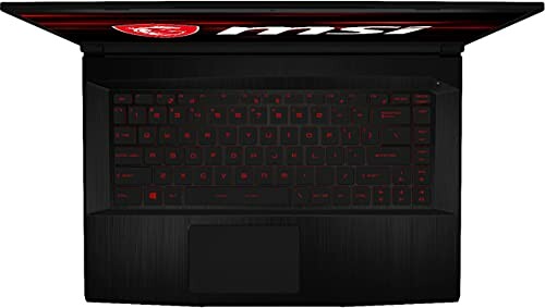 Top view of an MSI gaming laptop with illuminated keyboard