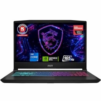 MSI gaming laptop with RGB keyboard and Intel Core i7.