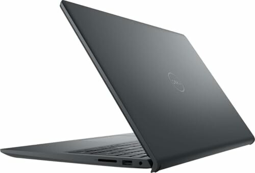 Back view of a sleek laptop with a dark finish