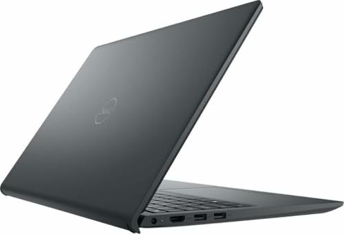 Back view of a sleek laptop with a dark finish