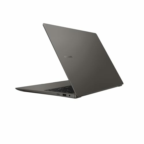 Sleek open laptop viewed from the side.